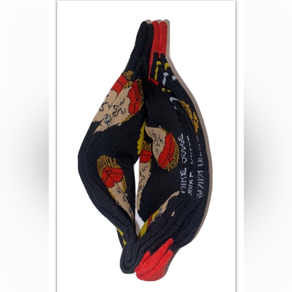 Beavis & Butt Head Crew Socks 2 Pair Men 6-12 Black Red Faces & Burger World NEW - Picture 7 of 9
